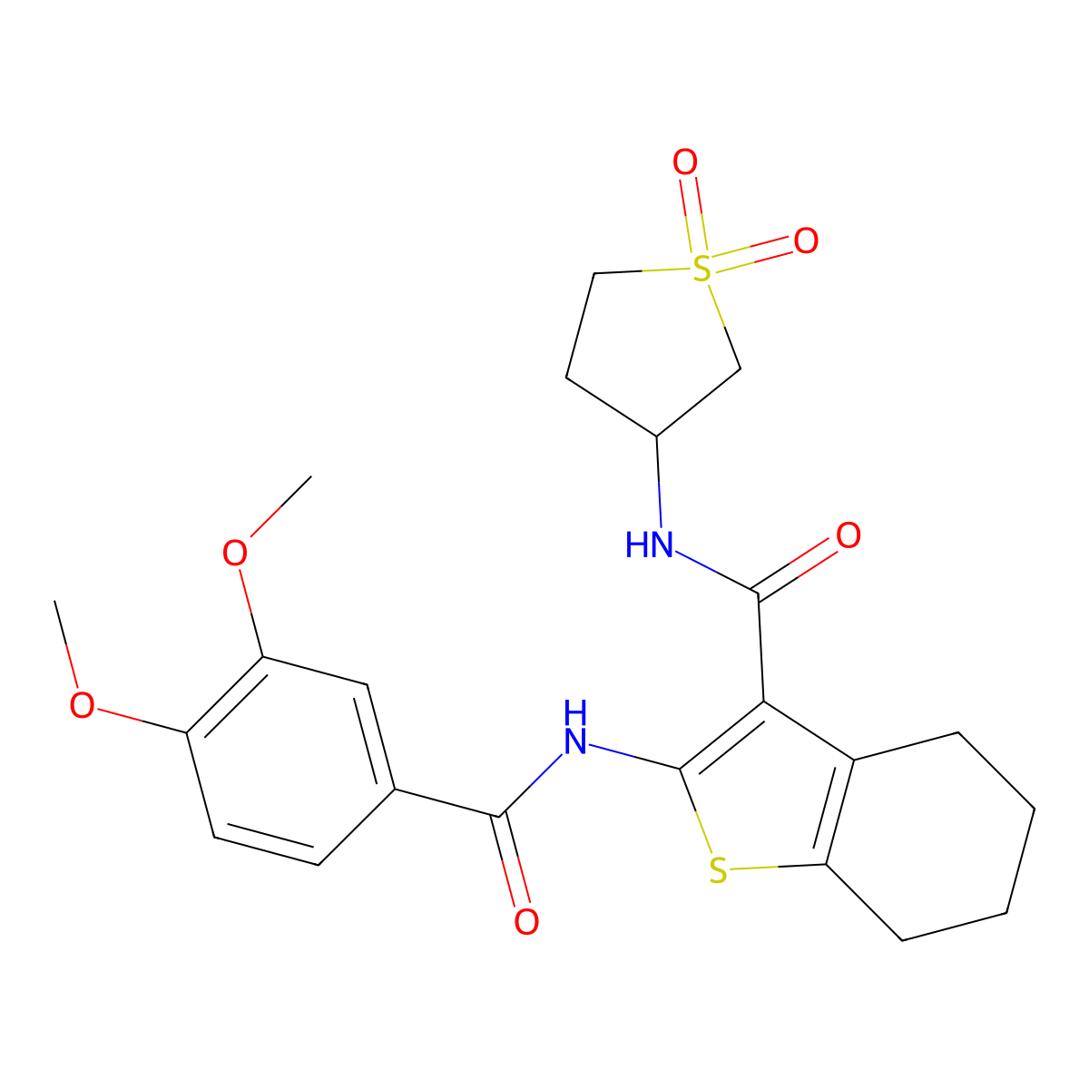 2-{[(3,4-dimethoxyphenyl)carbonyl]amino}-N-(1,1-dioxidotetrahydrothiophen-3-yl)-4,5,6,7-tetrahydro-1-benzothiophene-3-carboxamide molecular structure, CAS 519012-49-8