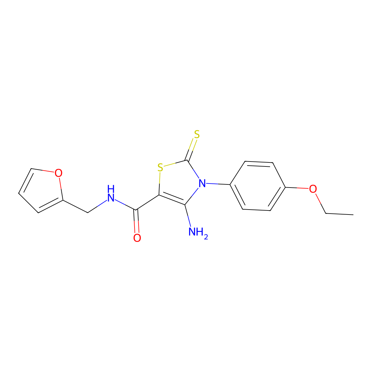 4-amino-3-(4-ethoxyphenyl)-N-(2-furylmethyl)-2-thioxo-2,3-dihydro-1,3-thiazole-5-carboxamide molecular structure, CAS 519012-94-3