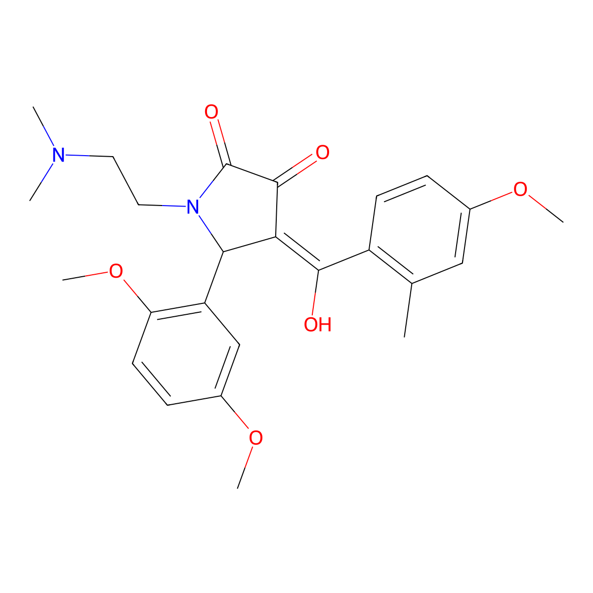 5-(2,5-dimethoxyphenyl)-1-[2-(dimethylamino)ethyl]-3-hydroxy-4-(4-methoxy-2-methylbenzoyl)-2,5-dihydro-1H-pyrrol-2-one molecular structure, CAS 519013-08-2