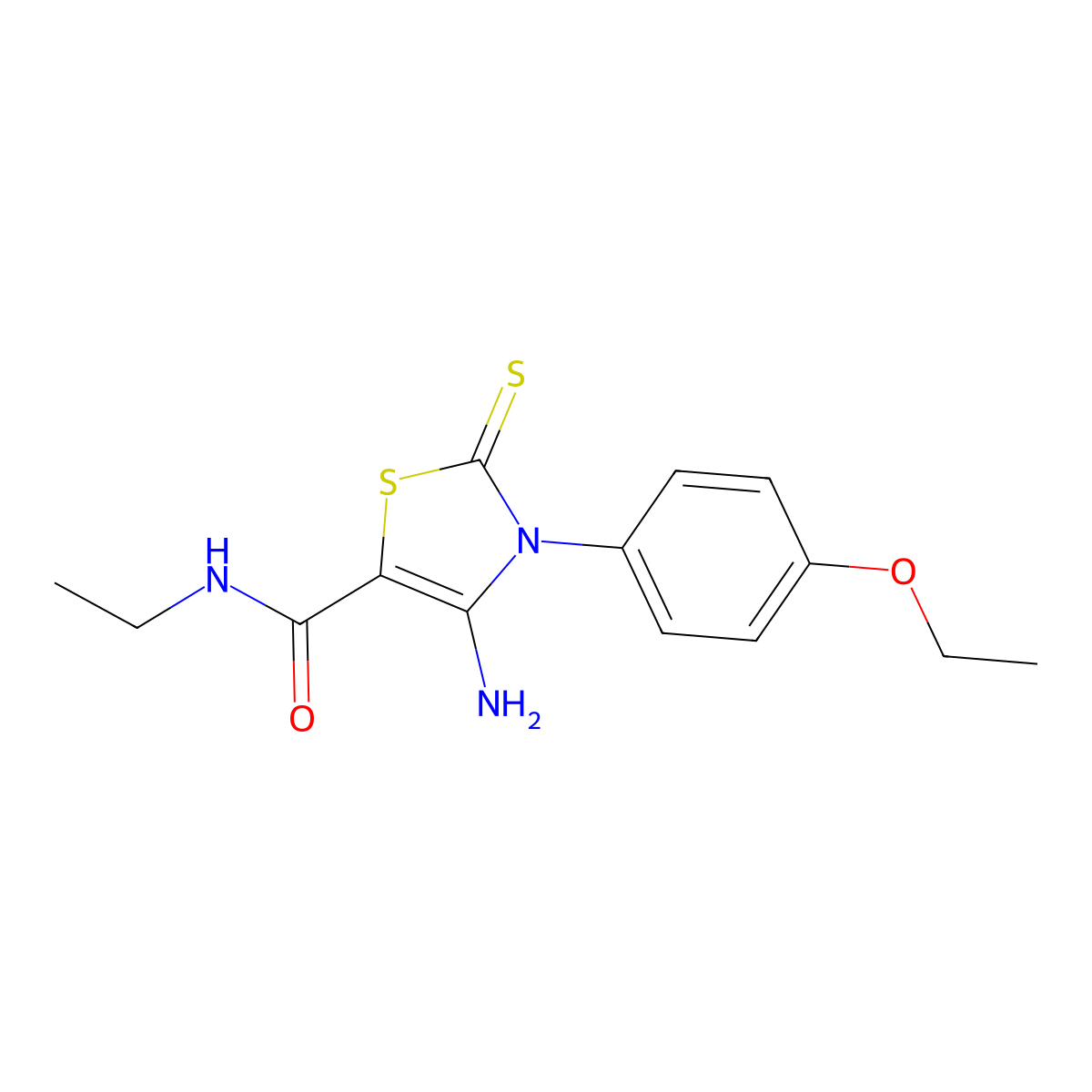 4-amino-3-(4-ethoxyphenyl)-N-ethyl-2-thioxo-2,3-dihydro-1,3-thiazole-5-carboxamide molecular structure, CAS 519013-11-7