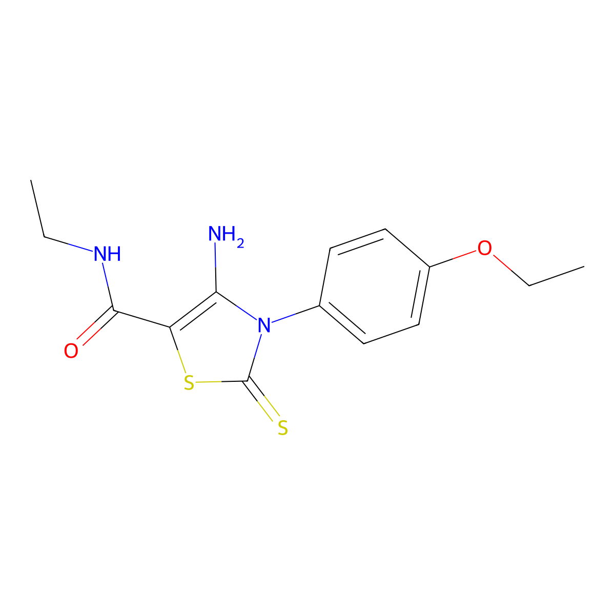 4-amino-3-(4-ethoxyphenyl)-N-ethyl-2-thioxo-2,3-dihydro-1,3-thiazole-5-carboxamide molecular structure, CAS 519013-11-7