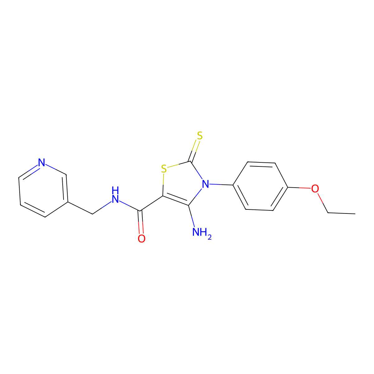4-amino-3-(4-ethoxyphenyl)-N-(3-pyridinylmethyl)-2-thioxo-2,3-dihydro-1,3-thiazole-5-carboxamide molecular structure, CAS 519013-13-9