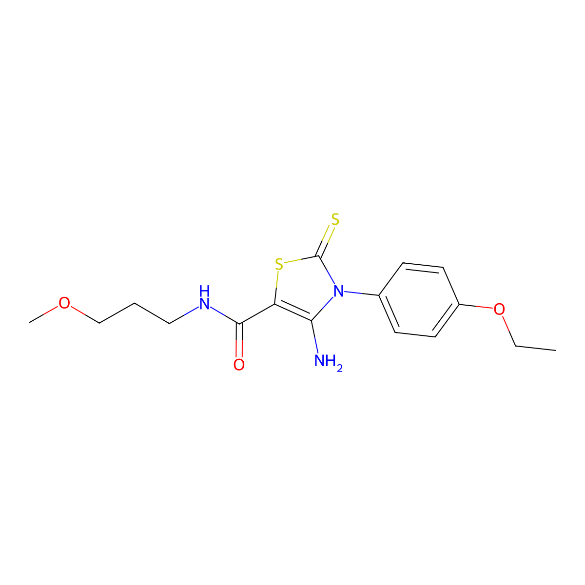 4-amino-3-(4-ethoxyphenyl)-N-(3-methoxypropyl)-2-thioxo-2,3-dihydro-1,3-thiazole-5-carboxamide molecular structure, CAS 519013-38-8
