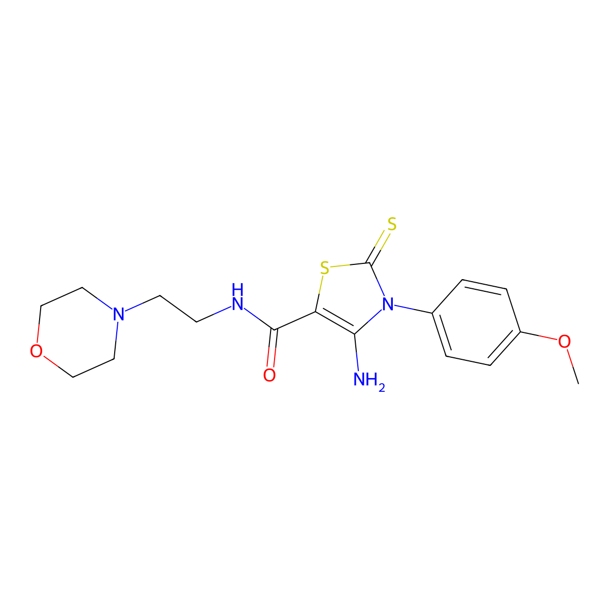 4-amino-3-(4-methoxyphenyl)-N-[2-(4-morpholinyl)ethyl]-2-thioxo-2,3-dihydro-1,3-thiazole-5-carboxamide molecular structure, CAS 519013-40-2