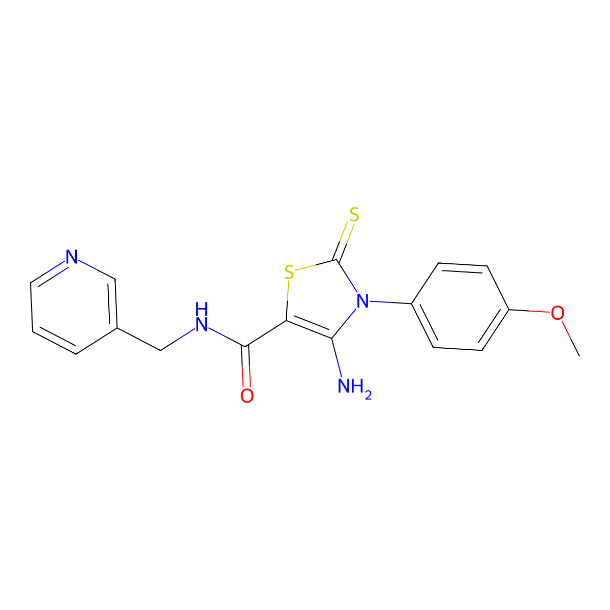 4-amino-3-(4-methoxyphenyl)-N-(pyridin-3-ylmethyl)-2-sulfanylidene-1,3-thiazole-5-carboxamide molecular structure, CAS 519013-42-4