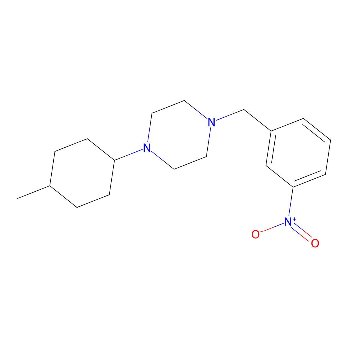1-(4-Methylcyclohexyl)-4-[(3-nitrophenyl)methyl]piperazine molecular structure, CAS 519015-65-7