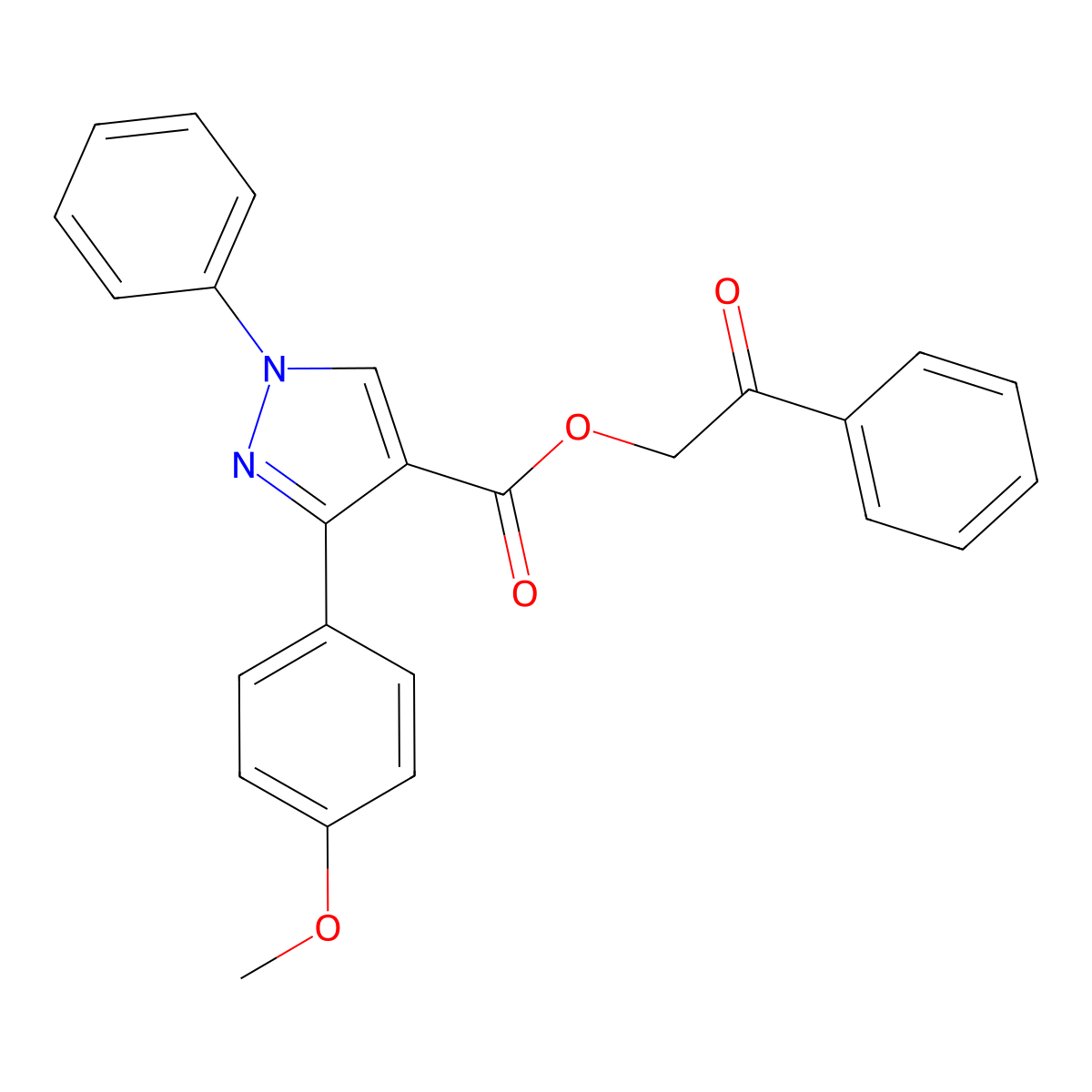 2-oxo-2-phenylethyl 3-(4-methoxyphenyl)-1-phenyl-1H-pyrazole-4-carboxylate molecular structure, CAS 519015-92-0