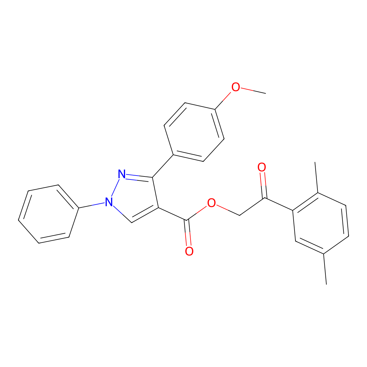 2-(2,5-dimethylphenyl)-2-oxoethyl 3-(4-methoxyphenyl)-1-phenyl-1H-pyrazole-4-carboxylate molecular structure, CAS 519015-93-1