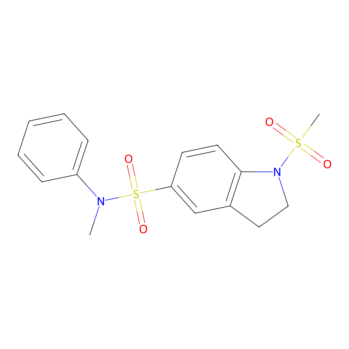 N-methyl-1-methylsulfonyl-N-phenyl-2,3-dihydroindole-5-sulfonamide molecular structure, CAS 519016-29-6