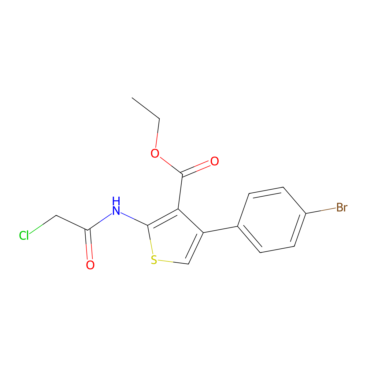 Ethyl 4-(4-bromophenyl)-2-[(2-chloroacetyl)amino]-3-thiophenecarboxylate molecular structure, CAS 519016-67-2