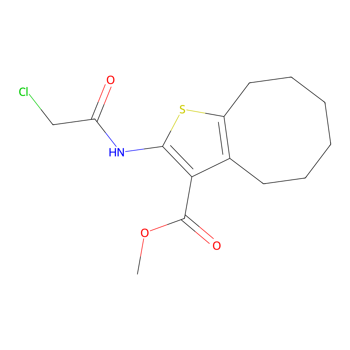 Methyl 2-[(chloroacetyl)amino]-4,5,6,7,8,9-hexahydrocycloocta[b]thiophene-3-carboxylate molecular structure, CAS 519016-71-8