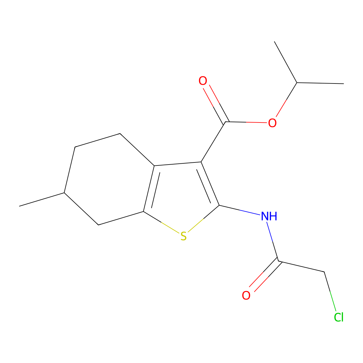 Propan-2-yl 2-(2-chloroacetamido)-6-methyl-4,5,6,7-tetrahydro-1-benzothiophene-3-carboxylate molecular structure, CAS 519016-74-1