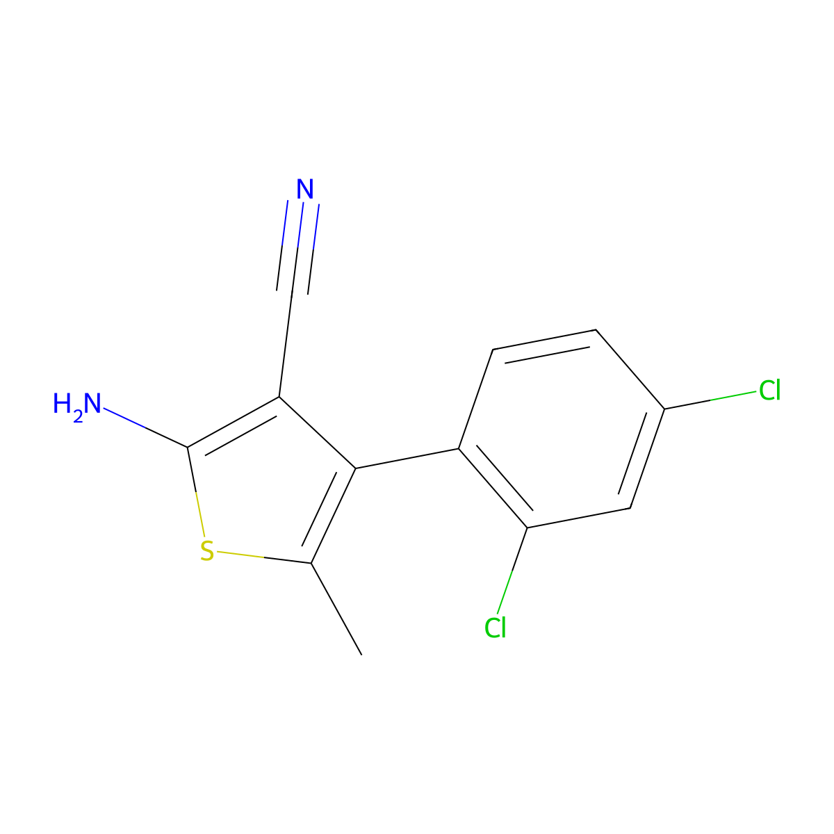 2-Amino-4-(2,4-dichlorophenyl)-5-methylthiophene-3-carbonitrile molecular structure, CAS 519016-78-5