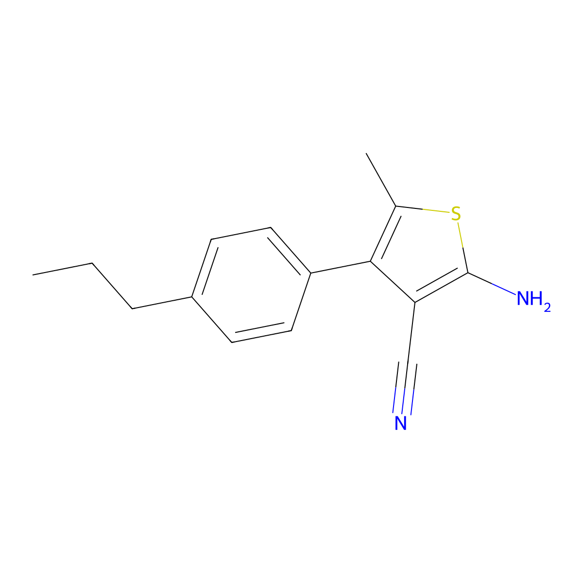 2-Amino-5-methyl-4-(4-propylphenyl)thiophene-3-carbonitrile molecular structure, CAS 519016-79-6