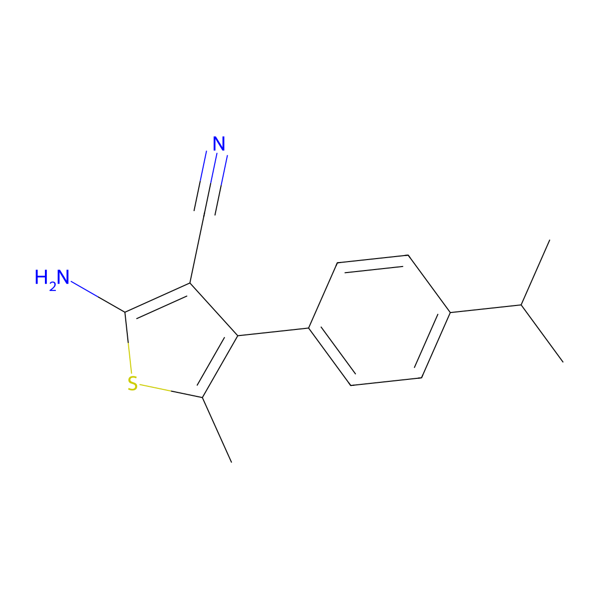 2-Amino-4-(4-isopropylphenyl)-5-methylthiophene-3-carbonitrile molecular structure, CAS 519016-80-9