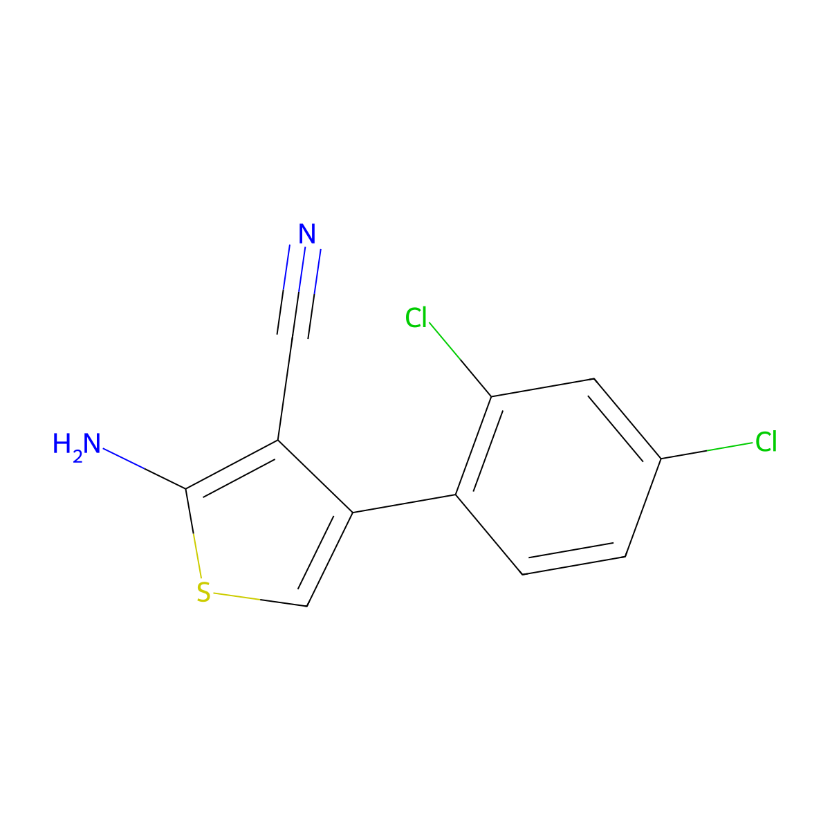 2-Amino-4-(2,4-dichlorophenyl)thiophene-3-carbonitrile molecular structure, CAS 519016-82-1