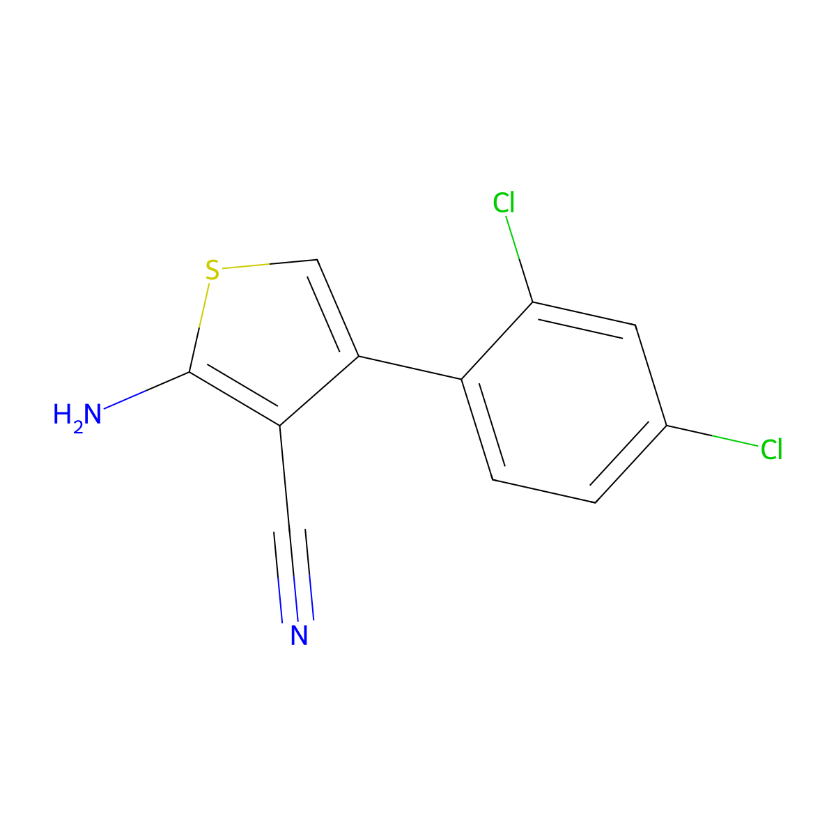 2-Amino-4-(2,4-dichlorophenyl)thiophene-3-carbonitrile molecular structure, CAS 519016-82-1