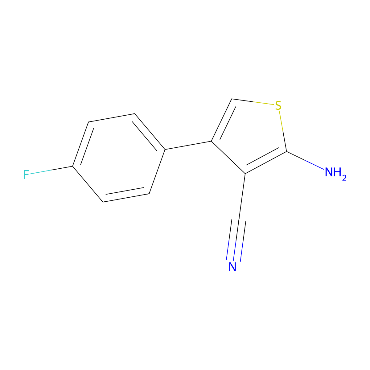 2-Amino-4-(4-fluorophenyl)thiophene-3-carbonitrile molecular structure, CAS 519016-84-3