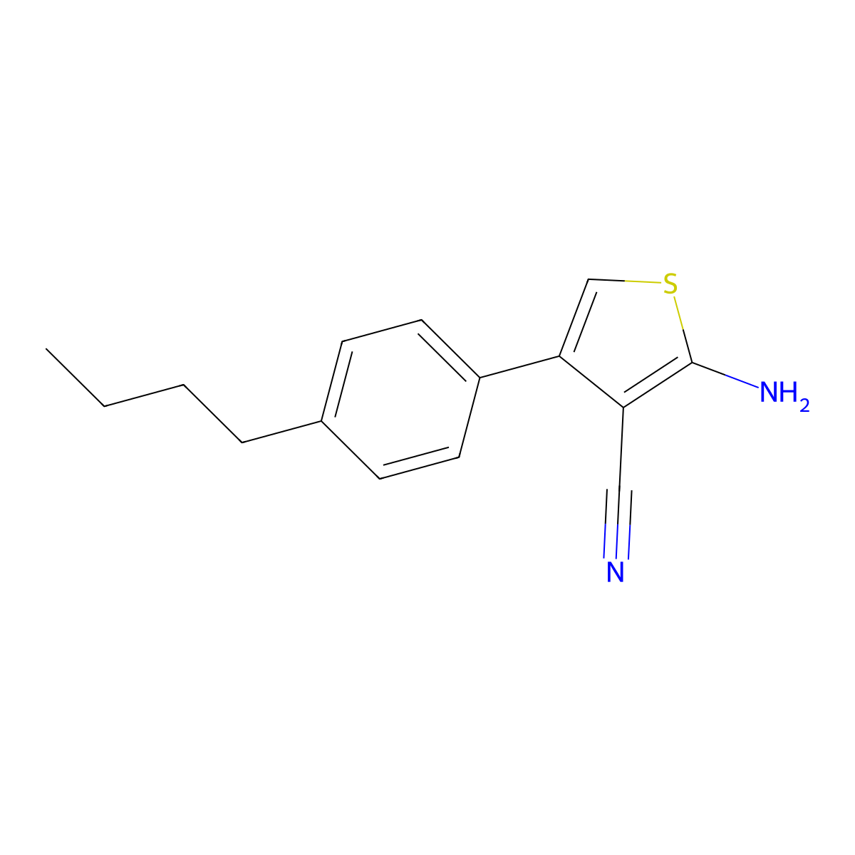 2-Amino-4-(4-butylphenyl)thiophene-3-carbonitrile molecular structure, CAS 519016-85-4