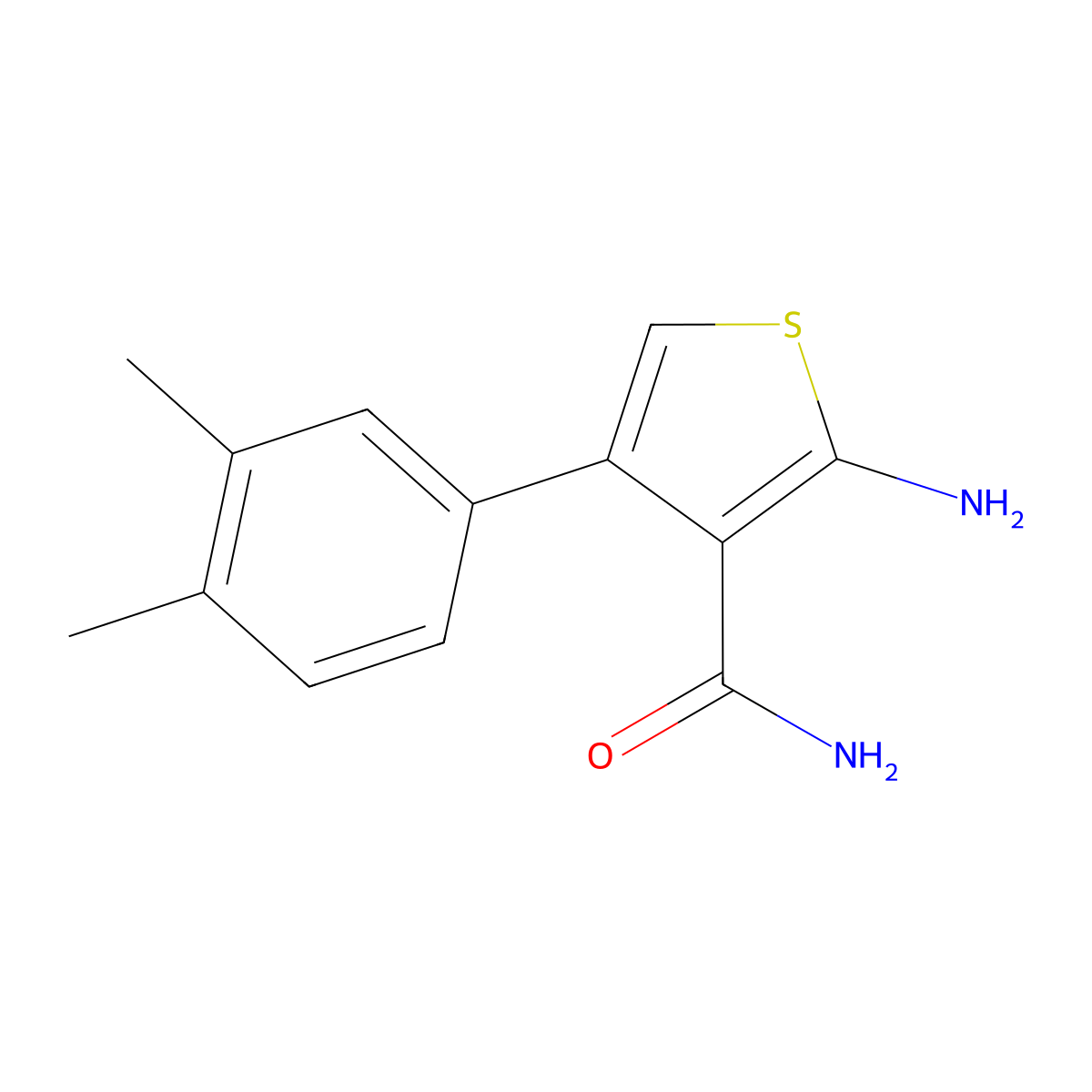 2-Amino-4-(3,4-dimethylphenyl)thiophene-3-carboxamide molecular structure, CAS 519016-86-5