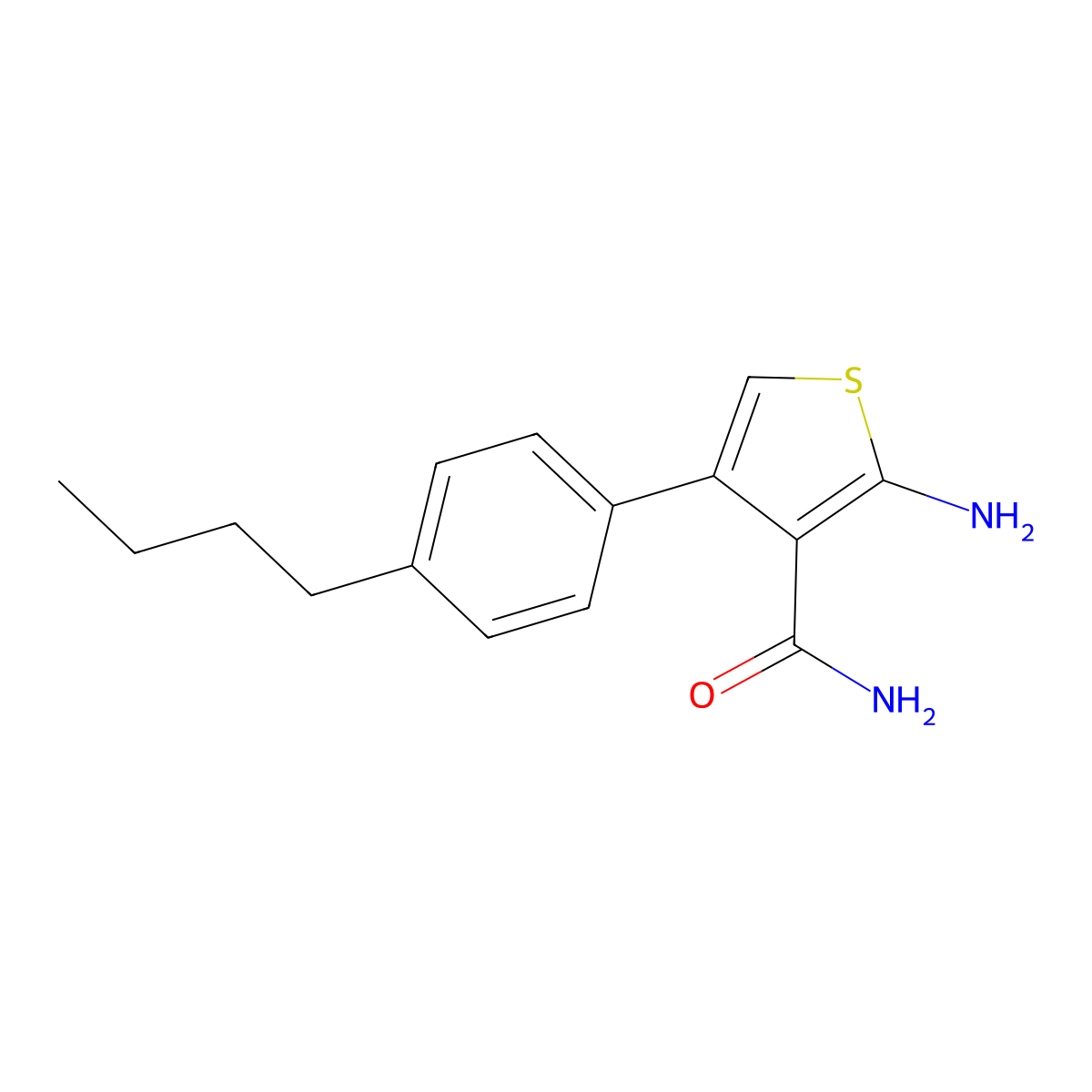 2-Amino-4-(4-butylphenyl)thiophene-3-carboxamide molecular structure, CAS 519016-87-6