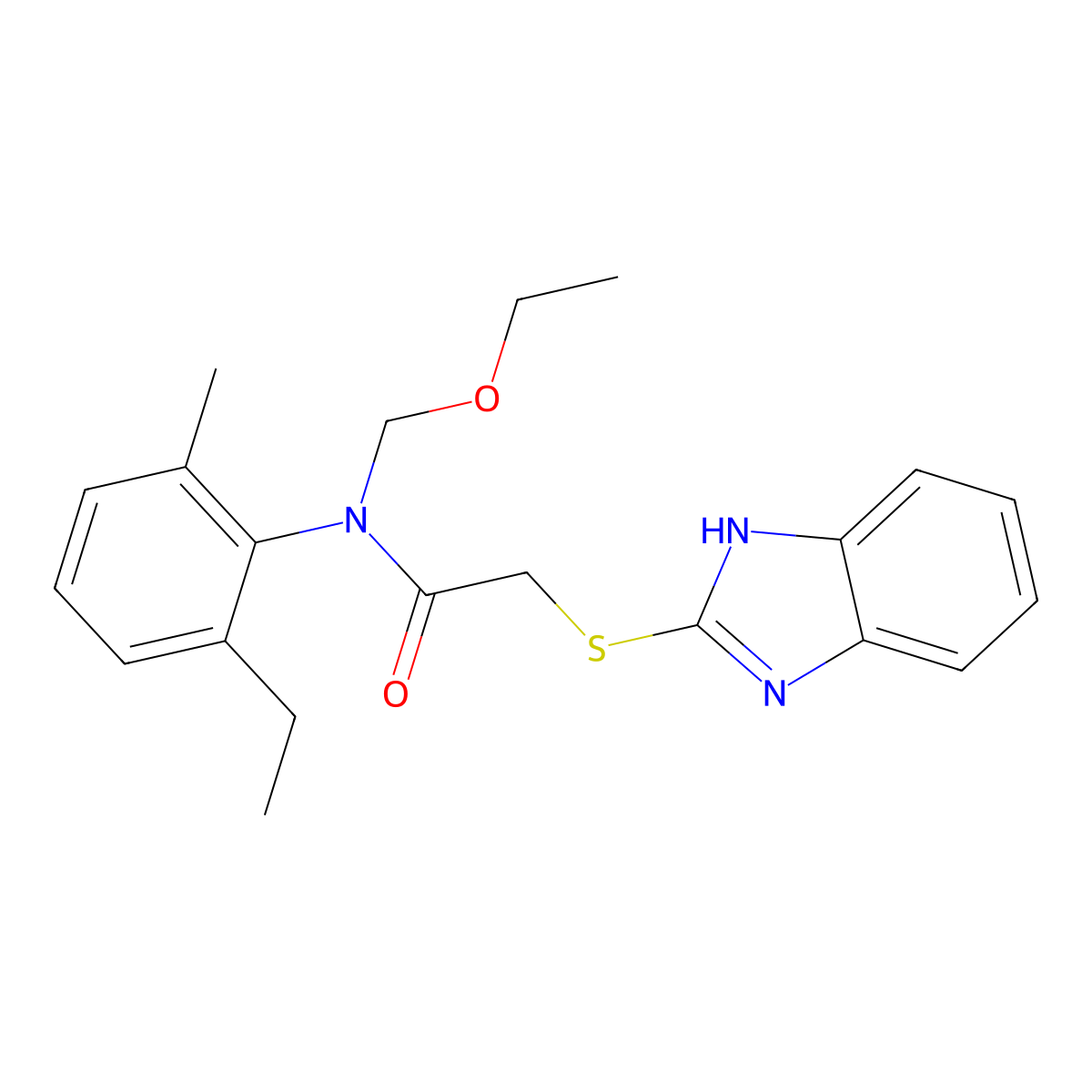 2-(1H-1,3-benzodiazol-2-ylsulfanyl)-N-(ethoxymethyl)-N-(2-ethyl-6-methylphenyl)acetamide molecular structure, CAS 519017-58-4
