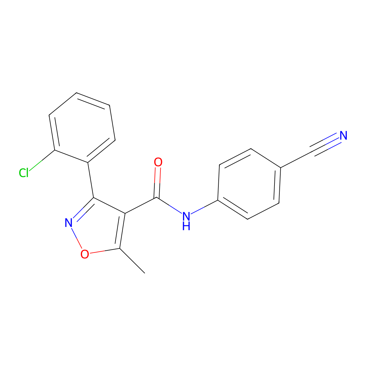 3-(2-chlorophenyl)-N-(4-cyanophenyl)-5-methyl-1,2-oxazole-4-carboxamide molecular structure, CAS 519017-76-6