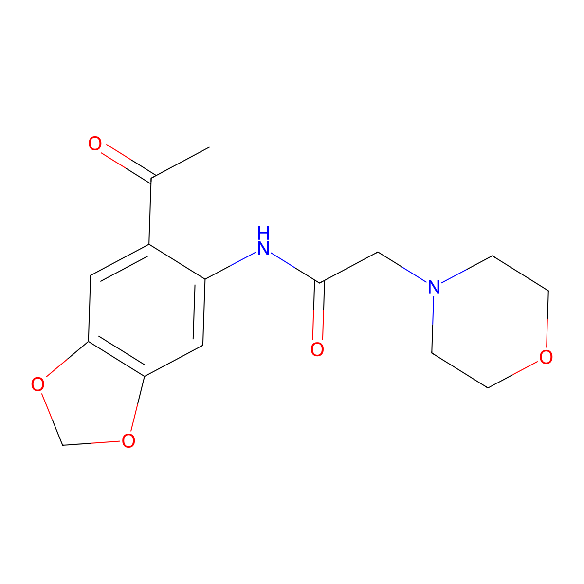 N-(6-acetyl-1,3-benzodioxol-5-yl)-2-morpholin-4-ylacetamide molecular structure, CAS 519018-14-5