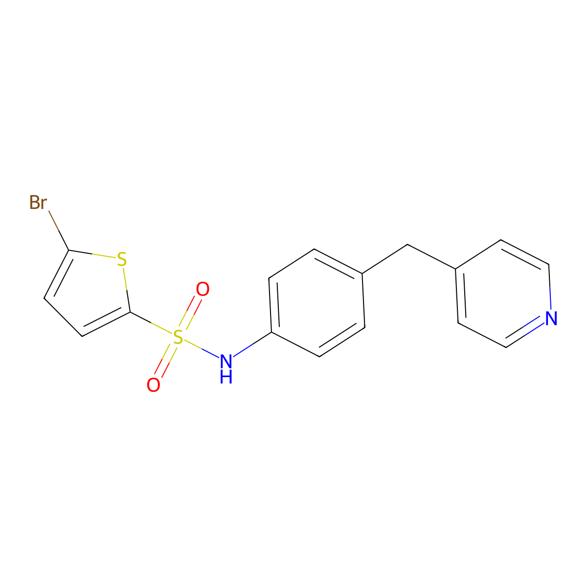 5-bromo-N-[4-(4-pyridinylmethyl)phenyl]-2-thiophenesulfonamide molecular structure, CAS 519018-69-0