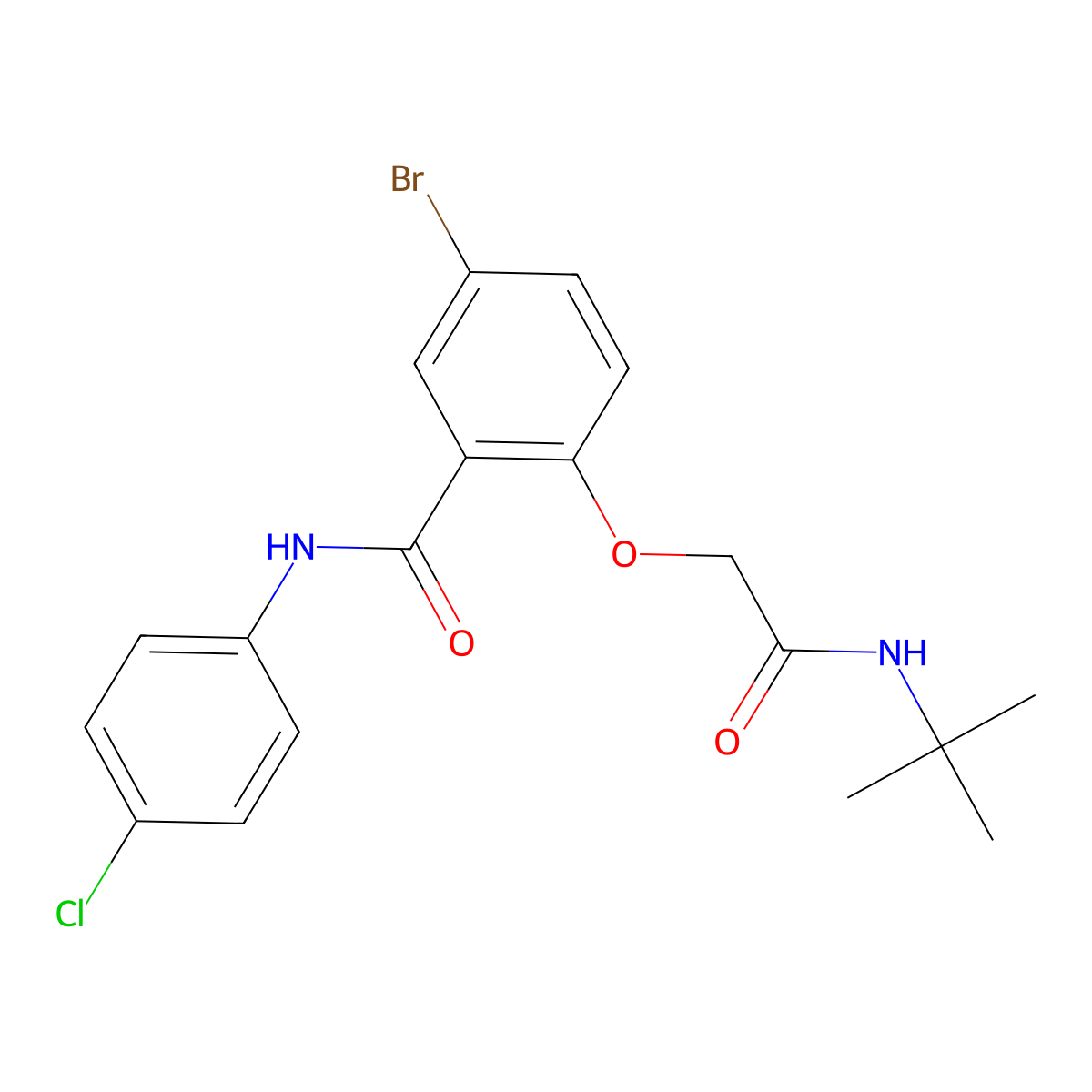 5-bromo-2-[2-(tert-butylamino)-2-oxoethoxy]-N-(4-chlorophenyl)benzamide molecular structure, CAS 519018-75-8