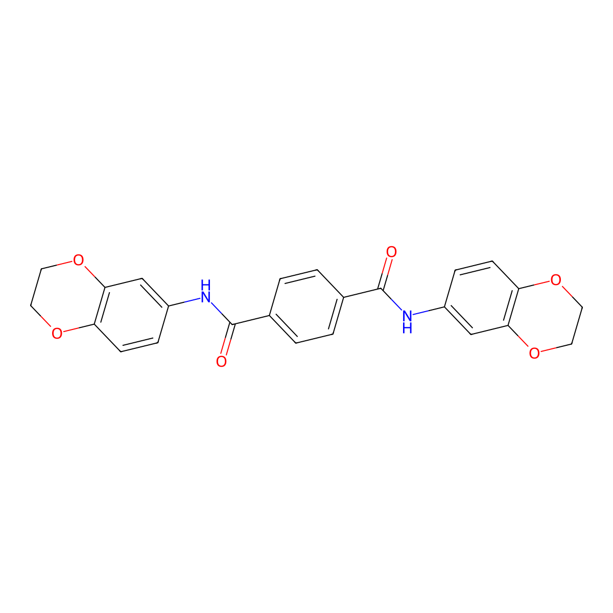 N~1~,N~4~-di(2,3-dihydro-1,4-benzodioxin-6-yl)terephthalamide molecular structure, CAS 519019-13-7