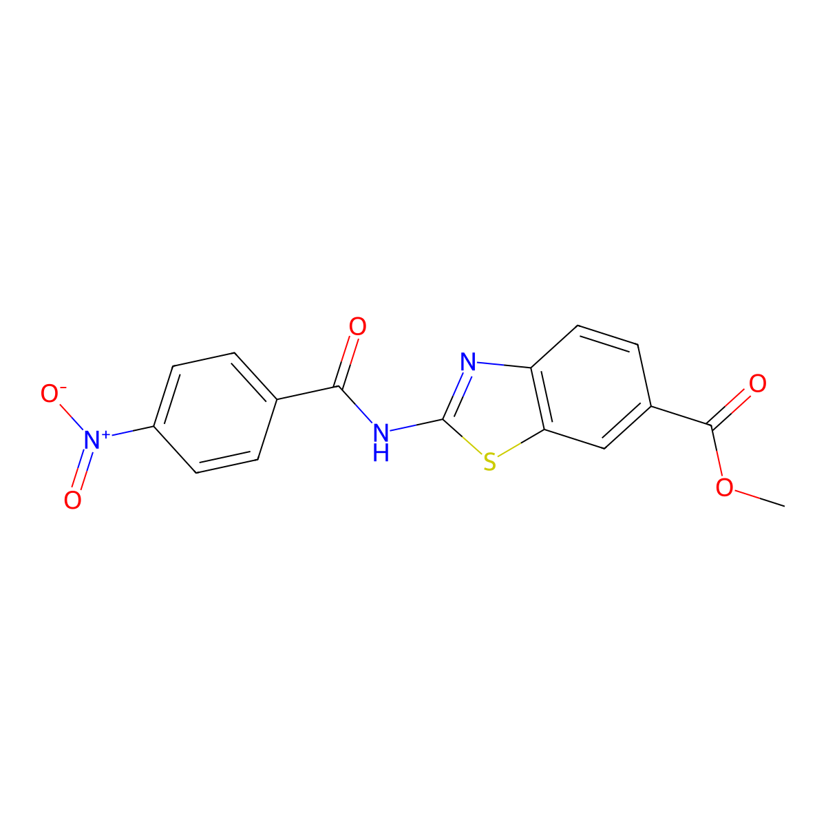 Methyl 2-(4-nitrobenzamido)benzo[d]thiazole-6-carboxylate molecular structure, CAS 519019-35-3