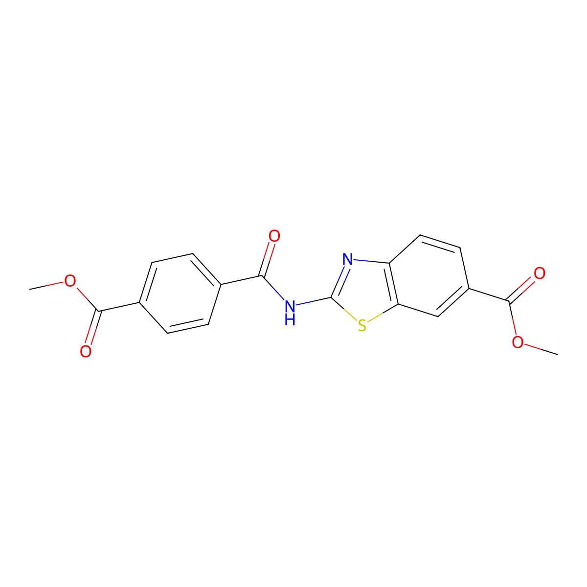 Methyl 2-(4-(methoxycarbonyl)benzamido)benzo[d]thiazole-6-carboxylate molecular structure, CAS 519019-37-5