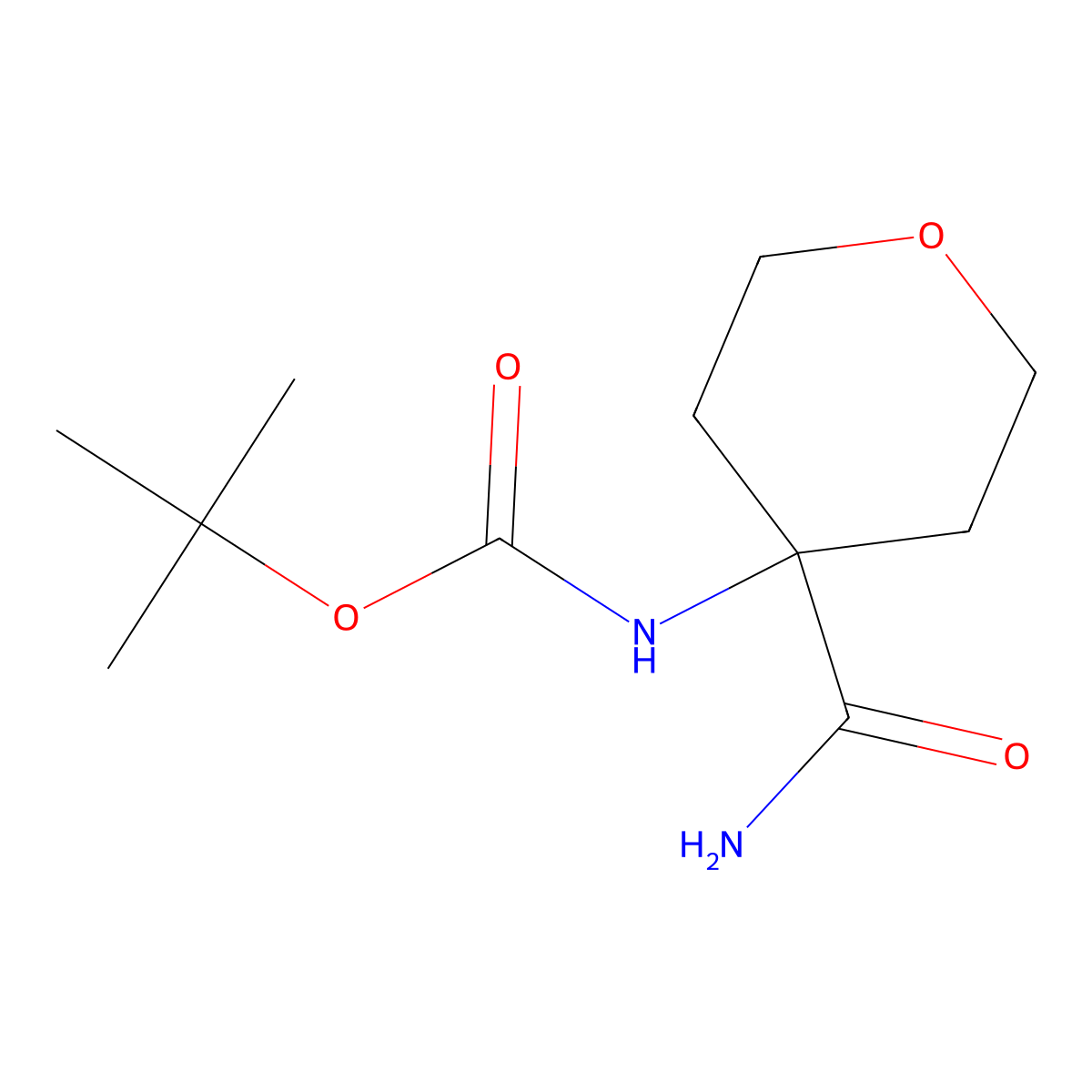 tert-butyl N-(4-carbamoyloxan-4-yl)carbamate molecular structure, CAS 519031-86-8