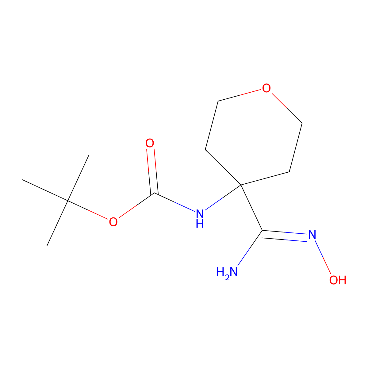 Tert-butyl n-[4-(n-hydroxycarbamimidoyl)oxan-4-yl]carbamate molecular structure, CAS 519031-88-0