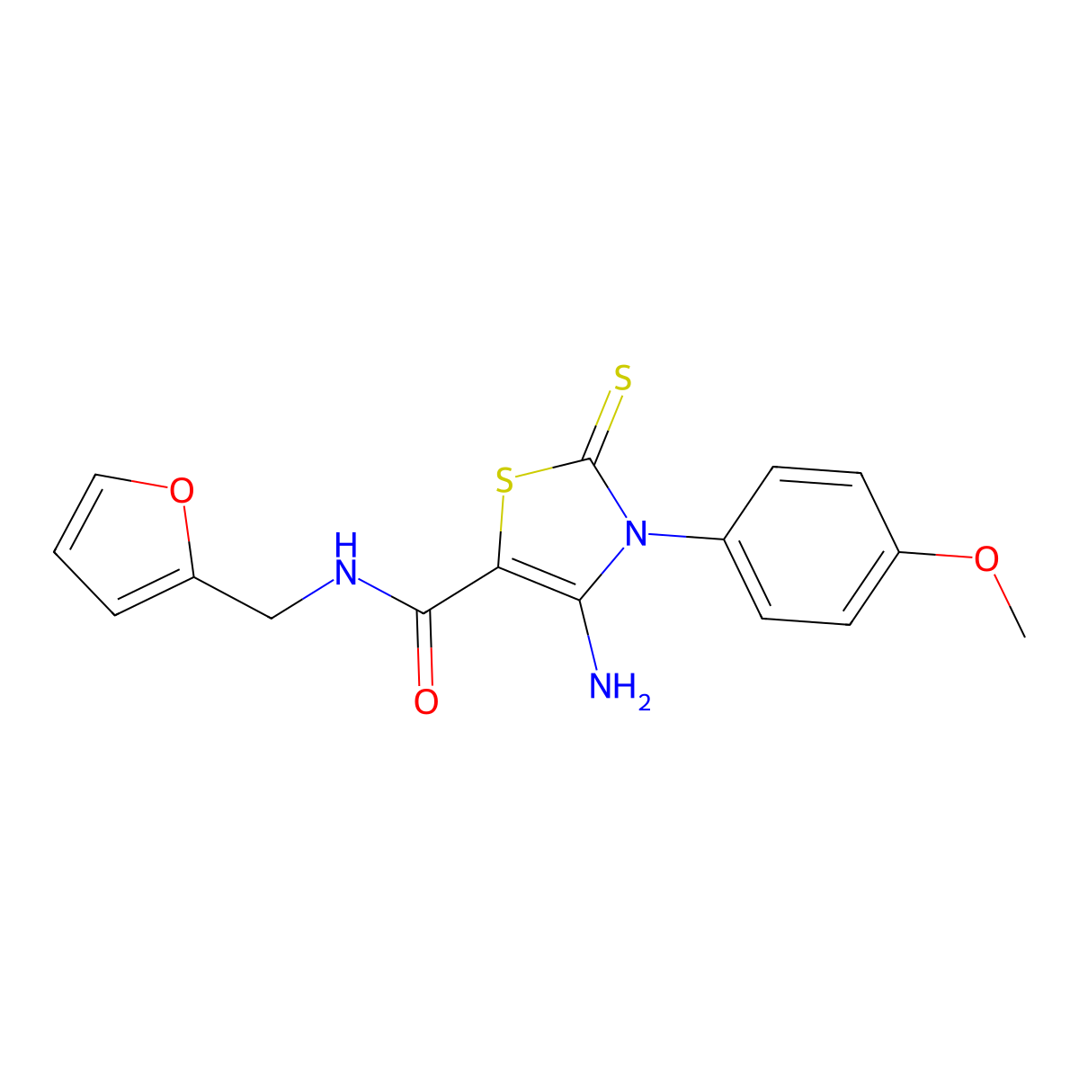 4-amino-N-(2-furylmethyl)-3-(4-methoxyphenyl)-2-thioxo-2,3-dihydro-1,3-thiazole-5-carboxamide molecular structure, CAS 519033-88-6