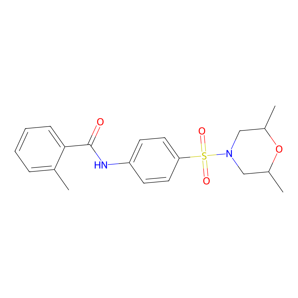 N-[4-(2,6-dimethylmorpholin-4-yl)sulfonylphenyl]-2-methylbenzamide molecular structure, CAS 519034-01-6