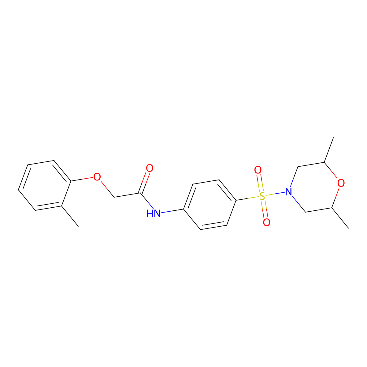 N-{4-[(2,6-dimethylmorpholin-4-yl)sulfonyl]phenyl}-2-(2-methylphenoxy)acetamide molecular structure, CAS 519034-08-3