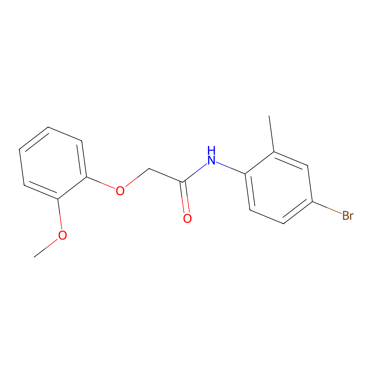 N-(4-bromo-2-methylphenyl)-2-(2-methoxyphenoxy)acetamide molecular structure, CAS 519035-40-6