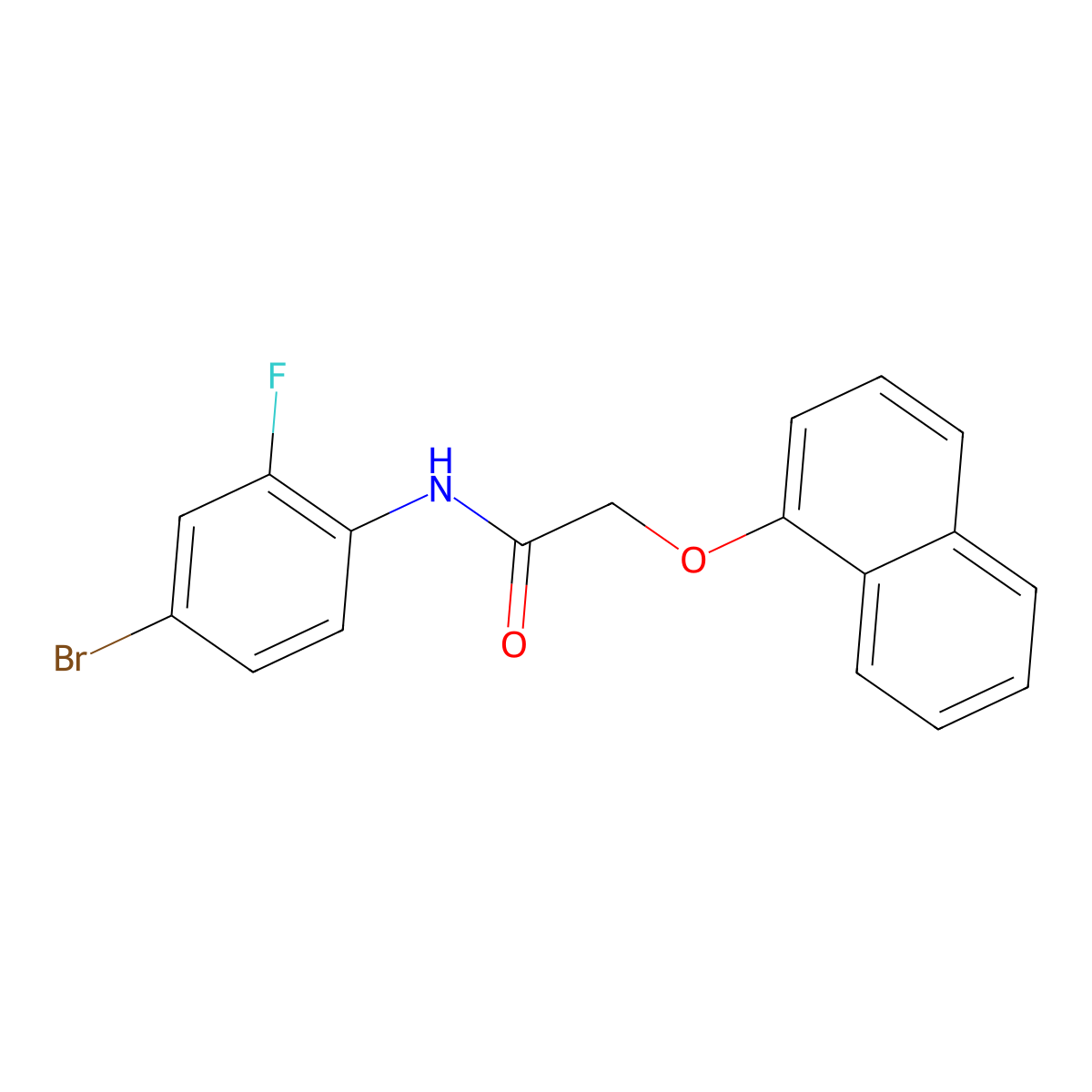 N-(4-bromo-2-fluorophenyl)-2-naphthalen-1-yloxyacetamide molecular structure, CAS 519035-82-6