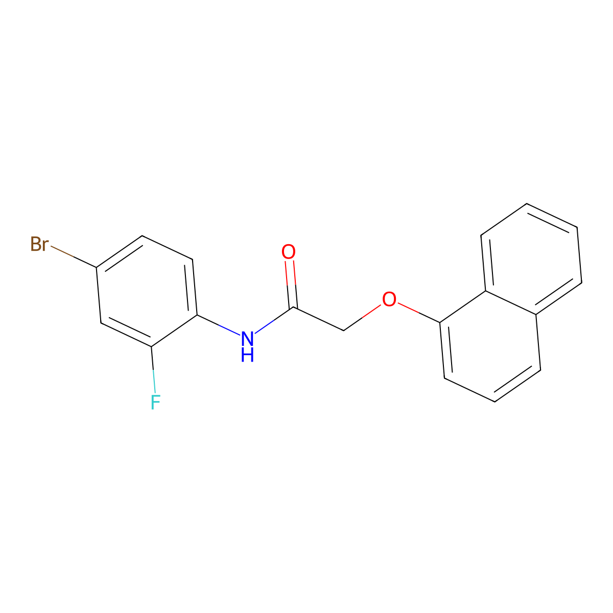N-(4-bromo-2-fluorophenyl)-2-naphthalen-1-yloxyacetamide molecular structure, CAS 519035-82-6