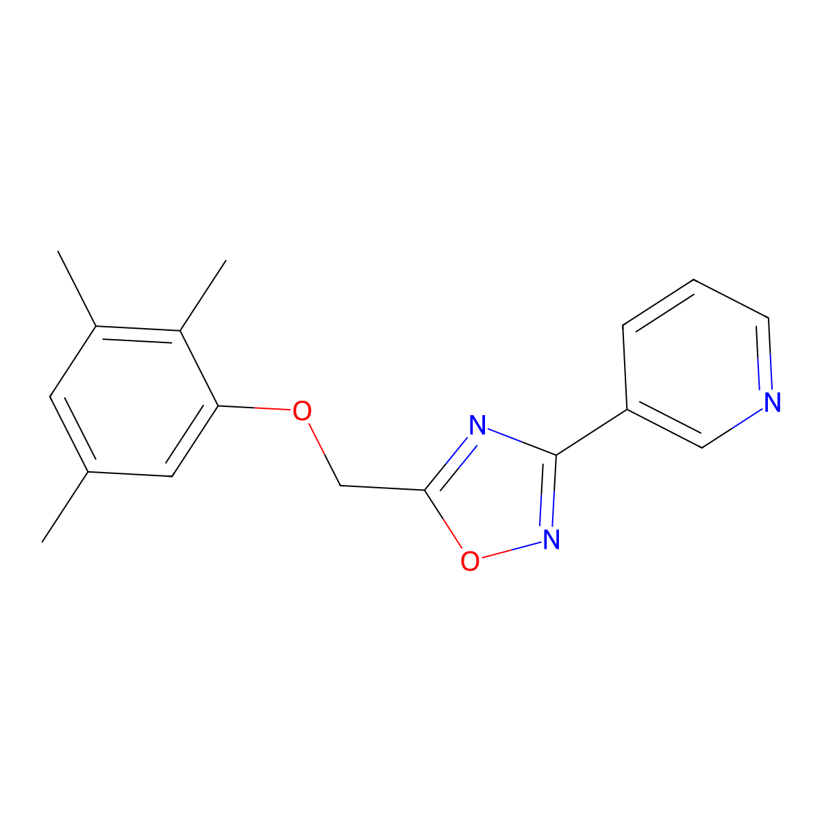 3-{5-[(2,3,5-Trimethylphenoxy)methyl]-1,2,4-oxadiazol-3-yl}pyridine molecular structure, CAS 519035-97-3
