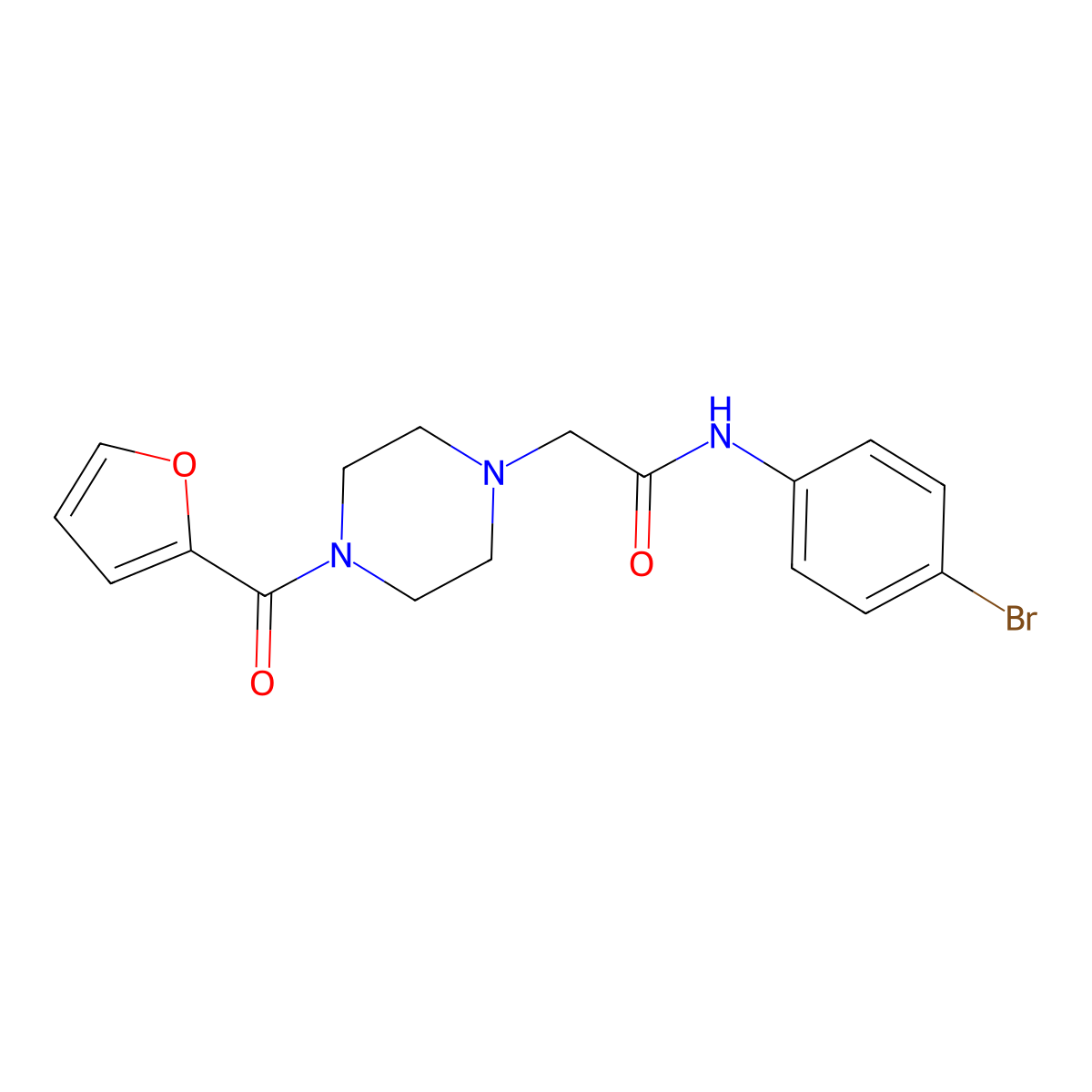 N-(4-bromophenyl)-2-[4-(furan-2-carbonyl)piperazin-1-yl]acetamide molecular structure, CAS 519041-49-7