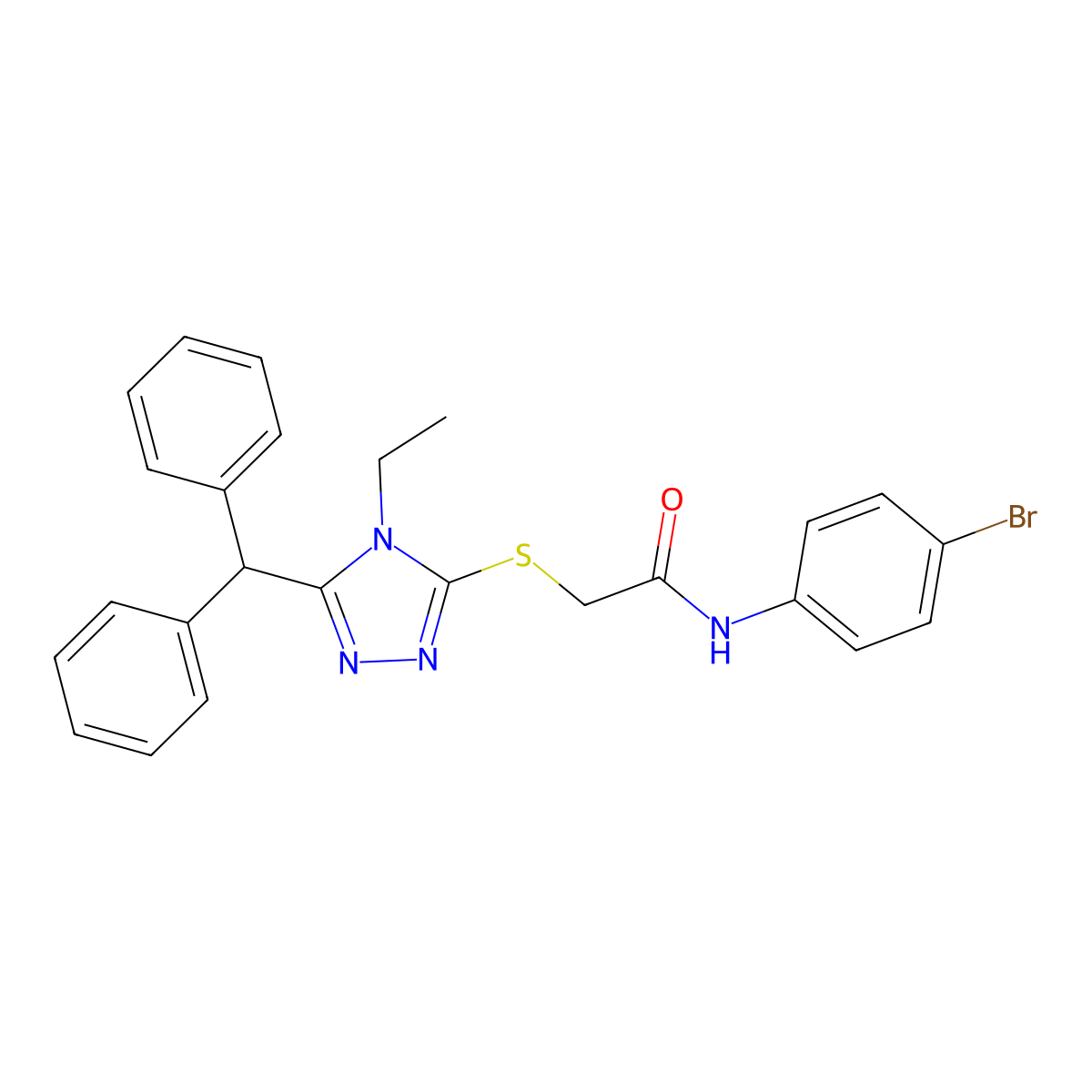 N-(4-bromophenyl)-2-{[5-(diphenylmethyl)-4-ethyl-4H-1,2,4-triazol-3-yl]sulfanyl}acetamide molecular structure, CAS 519041-54-4