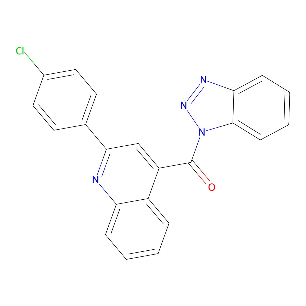 Benzotriazol-1-yl-[2-(4-chlorophenyl)quinolin-4-yl]methanone molecular structure, CAS 519041-76-0