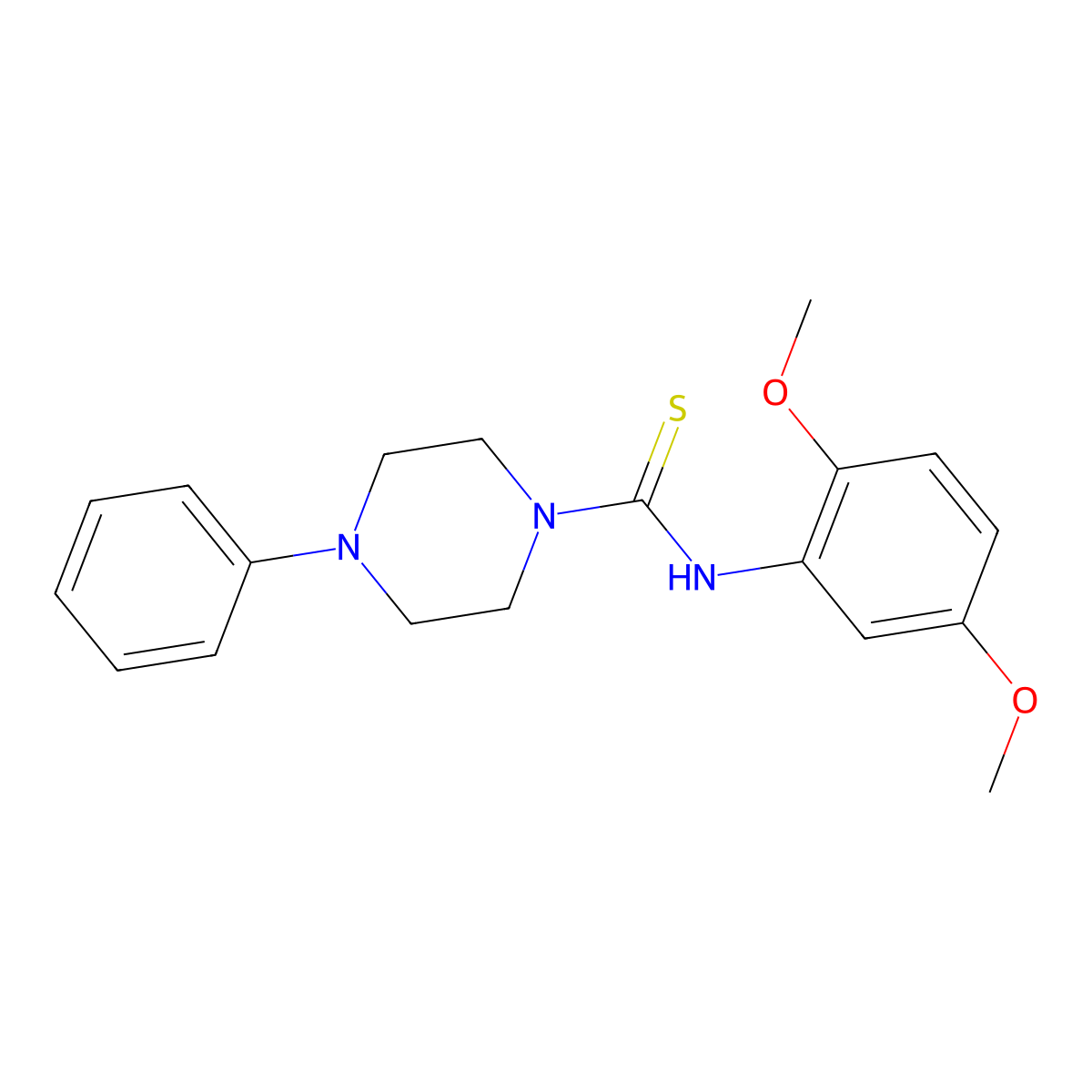 N-(2,5-dimethoxyphenyl)-4-phenylpiperazine-1-carbothioamide molecular structure, CAS 519043-23-3