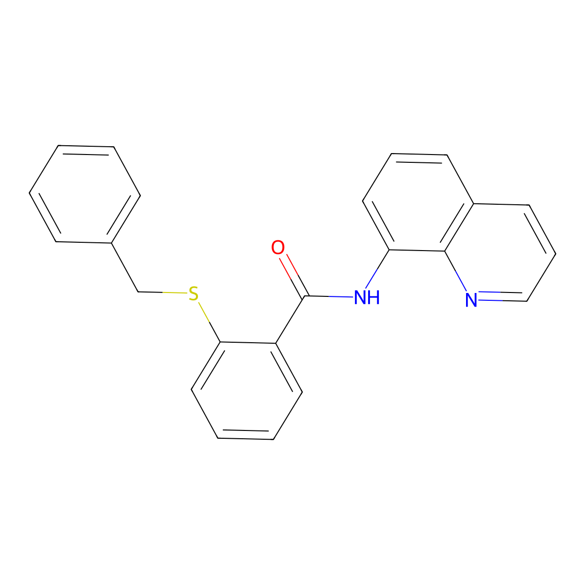 2-benzylsulfanyl-N-quinolin-8-ylbenzamide molecular structure, CAS 519044-79-2
