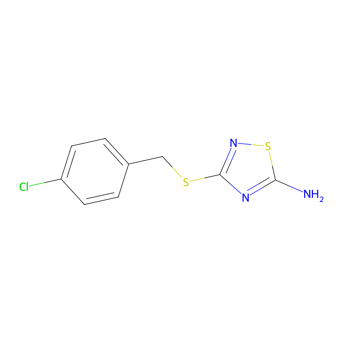 3-[(4-Chlorobenzyl)thio]-1,2,4-thiadiazol-5-amine molecular structure, CAS 519044-86-1