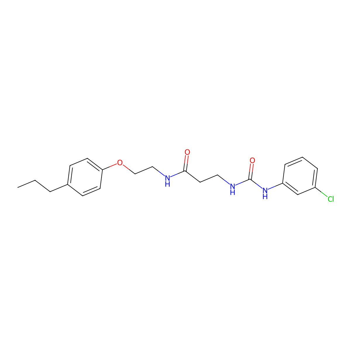 3-[(3-chlorophenyl)carbamoylamino]-N-[2-(4-propylphenoxy)ethyl]propanamide molecular structure, CAS 519045-01-3