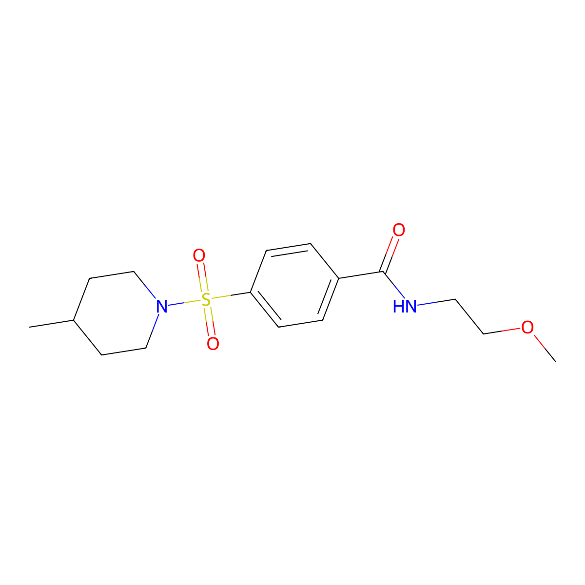 N-(2-methoxyethyl)-4-(4-methylpiperidin-1-yl)sulfonylbenzamide molecular structure, CAS 519045-02-4
